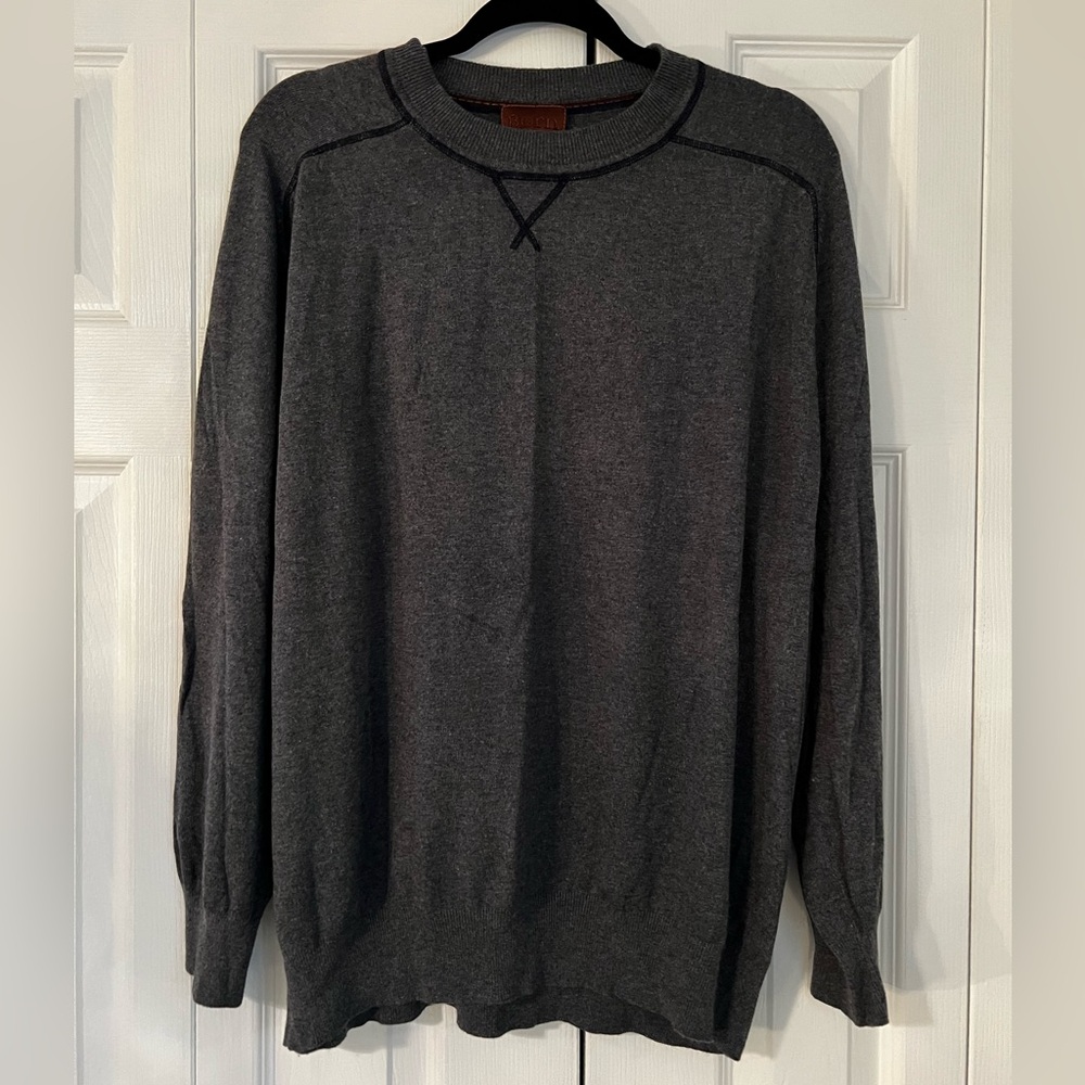Born Gray Crewneck Sweater with Ribbed Details